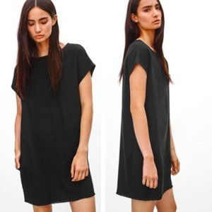 Wilfred Free Black Mock-Suede Mini Shift Dress from Aritizia